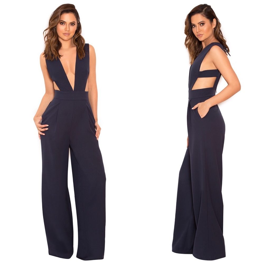House of CB Lasalle Navy Cut Out Jumpsuit XS